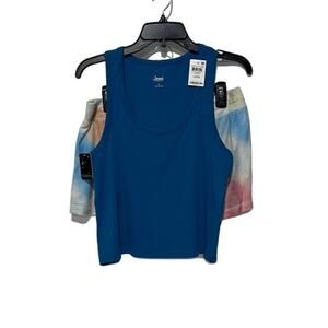 INSOMNIAX & JENNI PAJAMA MIXED SET LOUNGE JERSEY SHORTS & RIBBED TANK TOP LARGE
